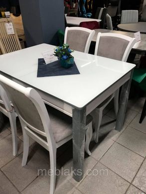 Обеденный стол " Сан Ремо" (каленое стекло) Бело-серый Biformer