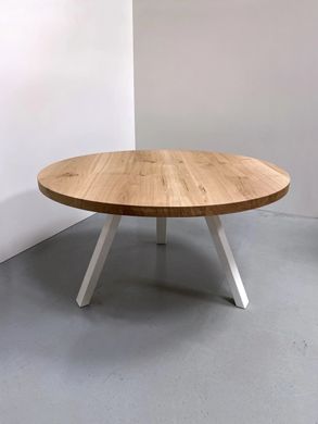 Обеденный стол в стиле лофт с круглой дубовой столешницей Yanloft LT12