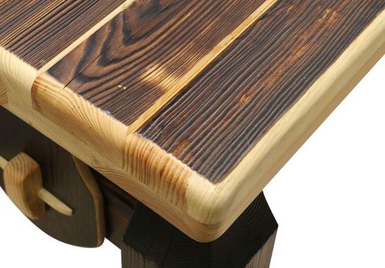 Деревянный стол из массива "Выжиг" 200х80 см под старину ручной работы для кафе, дачи от производителя.