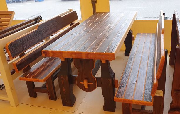Дерев'яний стіл із масиву "Вижиг" 200х80 см під старовину ручної роботи для кафе, дачі від виробника.