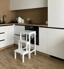 Табурет-драбинка для кухні з дерева ясена з твердим сидінням і лаковим покриттям Білий