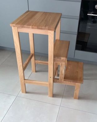 Табурет-драбинка для кухні з дерева ясена з твердим сидінням і лаковим покриттям Ясен натуральний