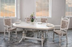 Мебель комплект для кухни из натурального дерева стол "Гирне" 1800(2200)х940 мм с высокими стульями "Бреда"