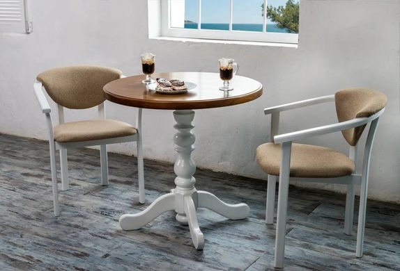 Дерев'яний компактний круглий стіл для вітальні або кухні К-2 з лаковим покриттям Д-940 мм. Горіх