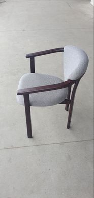Стул-кресло из дерева с подлокотниками "Алексис" с мягким сиденьем и обивкой темный орех + Инари 91