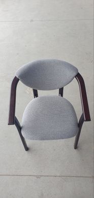 Стул-кресло из дерева с подлокотниками "Алексис" с мягким сиденьем и обивкой темный орех + Инари 91