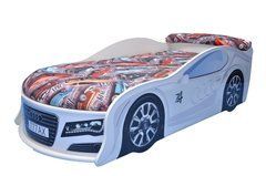 Ліжко машина Ауді біла 70*150 з ПМ Mebelkon 180*80 з під. механізмом