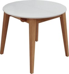 Стол кухонный деревянный раздвижной круглый "Женова" Д900(1300 мм) Белый + Ясень натуральный