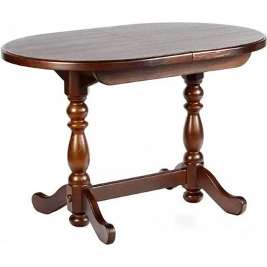 Обеденный деревянный раздвижной стол "Гирне" со столешницей овальной формы на двух ножках, Разные цвета
