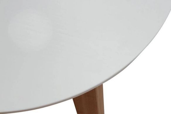 Стіл кухонний дерев'яний розсувний круглий "Женова" Д900(1300 мм) Білий + Ясен натуральний