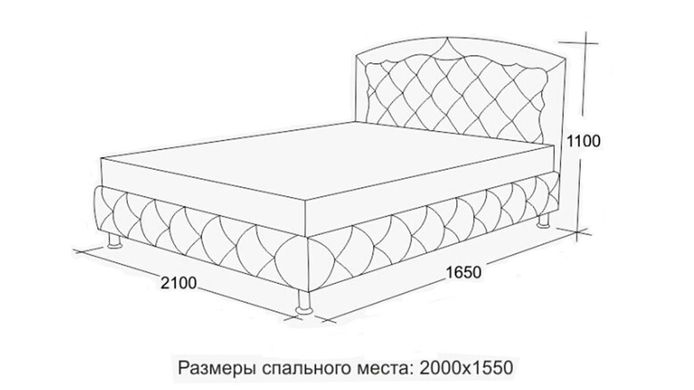 Ліжко з м'яким узголів'ям без матраца Софія(1,55 м х 2,0 м) Udin, на выбор