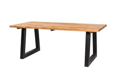 Стол из дерева обеденный прямоугольный с лаковым покрытием "Торонто" 200*100*75 см цвет дуб+черный металл