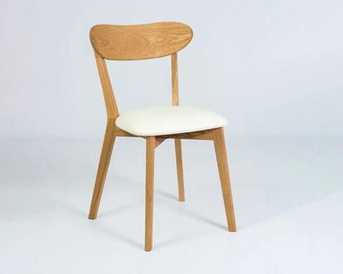 Дерев'яний стілець на кухню з ясена з лаковим покриттям, спинкою та м'яким сидінням "Іску Н"