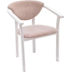 Стілець-крісло з дерева з підлокітниками для дому з м'яким сидінням і оббивкою "Алексіс" Білий/Берлін