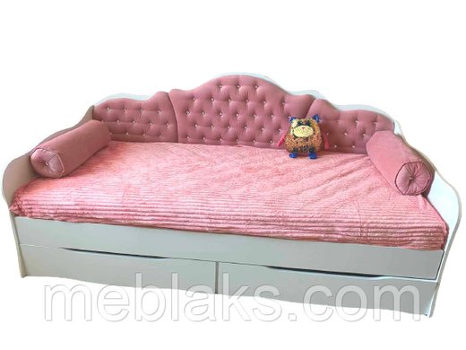 Ліжко "Л-6" для дівчинки з м'якою спинкою і подушками