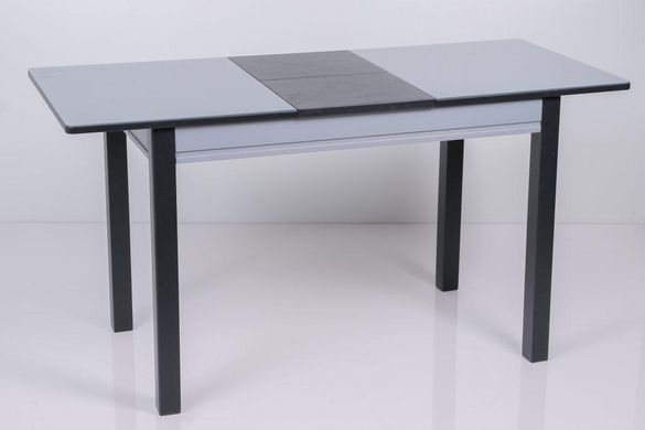 Стол " Сан Ремо - MINI" Biformer Раздвижной со стеклом (видео) RAL 9006 (серый металлик)/RAL 9004 (черный)