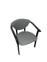 Стілець-крісло з дерева з підлокітниками  "Алексіс" з м'яким сидінням та оббивкою венге + Савана нова 14 дарк грей